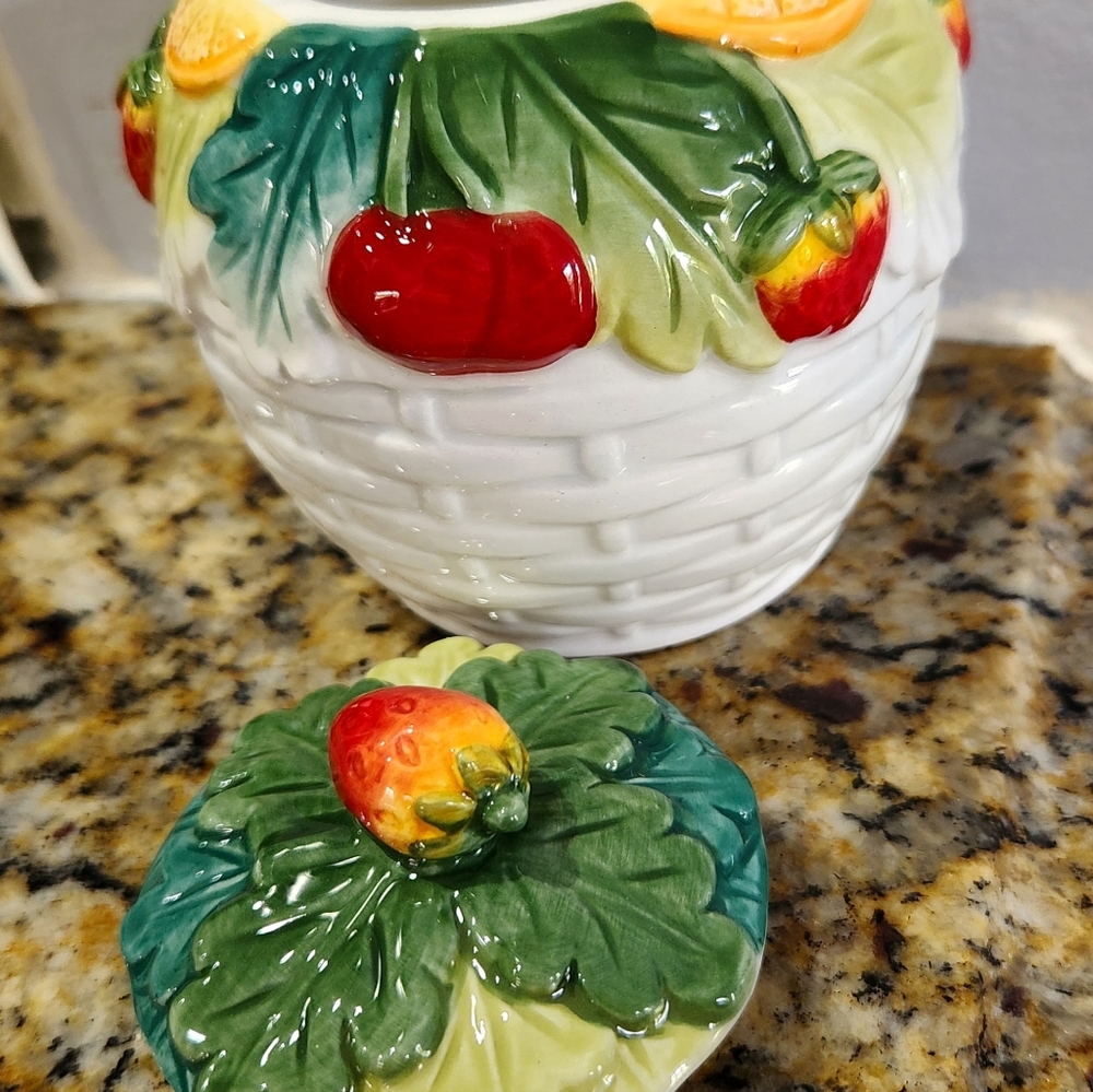 Tropical Fruit Collection 2 Piece Sugar Bowl And Creamer Set By Corner Ruby. New - Picture 7 of 16